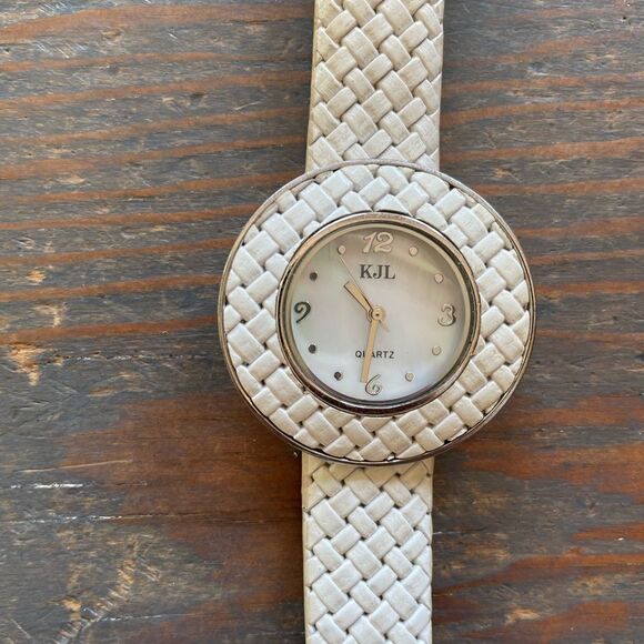 Kenneth Jay Lane Watch and Leather Wrist Band EUC - Picture 1 of 7